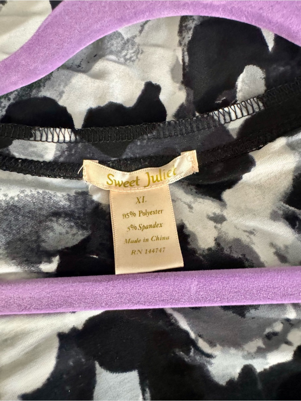 Sleeveless Black & Grayish Purple Floral Swing Dress - Sweet Juliee - Picture 2 of 3